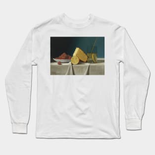 Still Life with Cake, Lemon, Strawberries and Glass by John Frederick Peto Long Sleeve T-Shirt